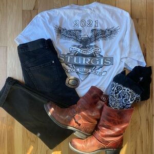 Sturgis 2021 White Graphic Tee Cropped